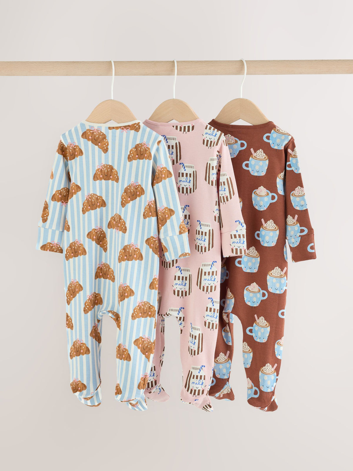 Blue Brunch Two Way Zip Baby Sleepsuits 3 Pack (0mths-3yrs) - image 2