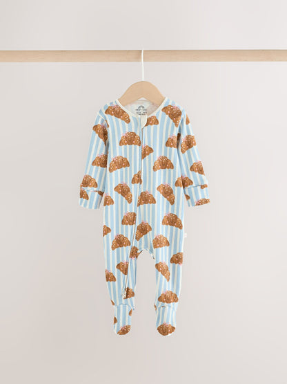 Blue Brunch Two Way Zip Baby Sleepsuits 3 Pack (0mths-3yrs) - image 3
