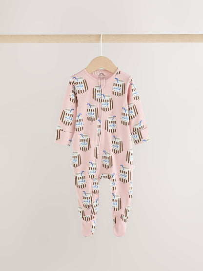 Blue Brunch Two Way Zip Baby Sleepsuits 3 Pack (0mths-3yrs) - image 4