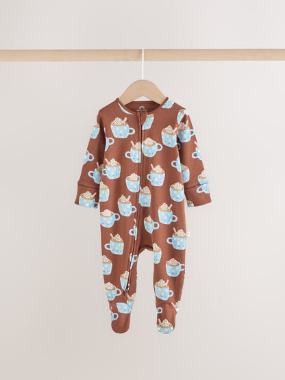 Blue Brunch Two Way Zip Baby Sleepsuits 3 Pack (0mths-3yrs) - image 5