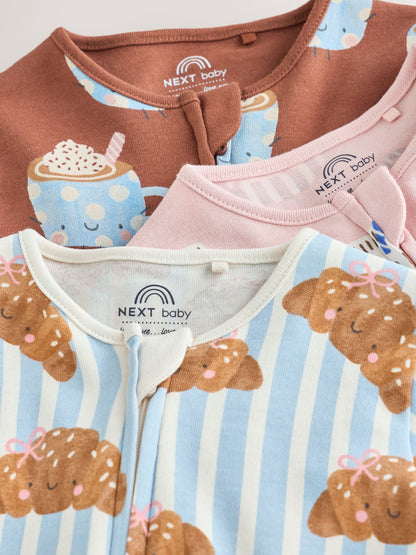 Blue Brunch Two Way Zip Baby Sleepsuits 3 Pack (0mths-3yrs) - image 7