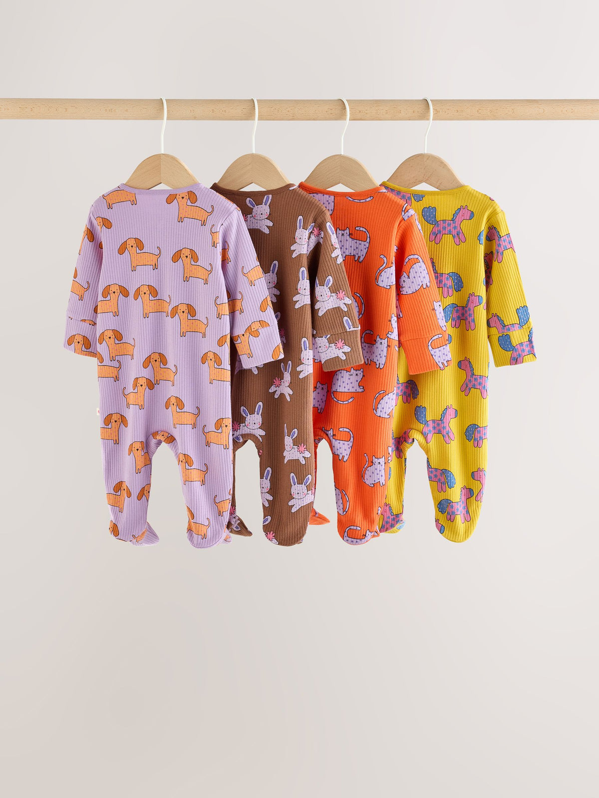 Bright Animal Two Way Zip Baby Sleepsuits 4 Pack (0mths-2yrs) - image 2