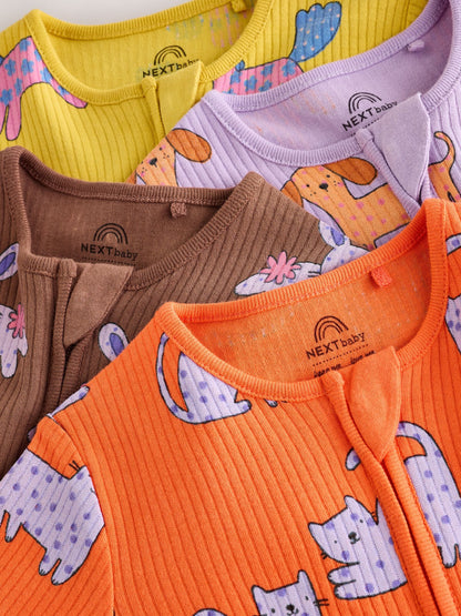 Bright Animal Two Way Zip Baby Sleepsuits 4 Pack (0mths-2yrs) - image 8