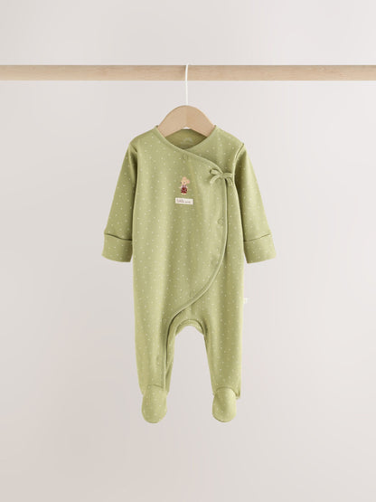Pink/Green Bunny Wrap Baby Sleepsuits 3 Pack (0mths-3yrs) - image 2