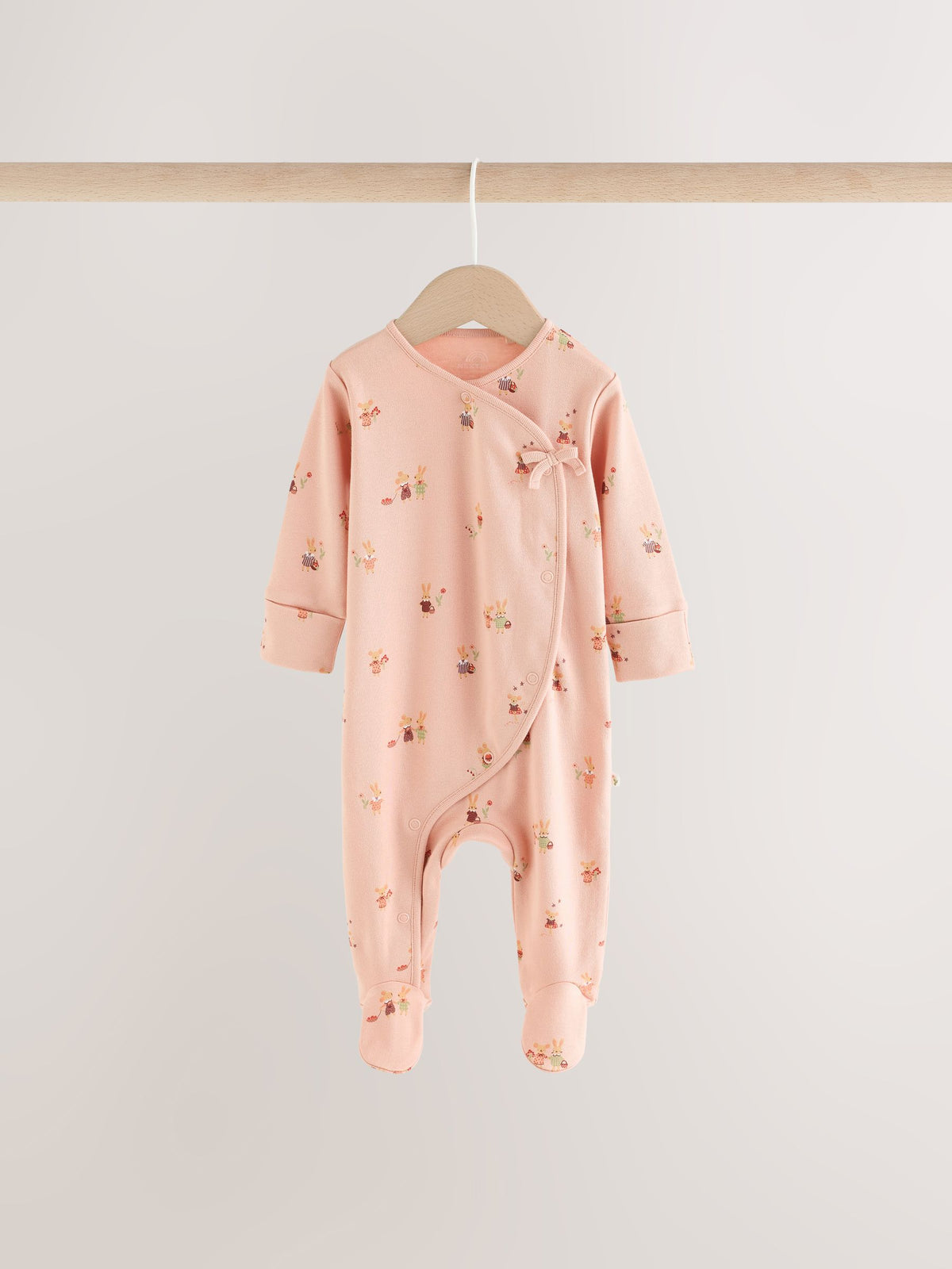 Pink/Green Bunny Wrap Baby Sleepsuits 3 Pack (0mths-3yrs) - image 3
