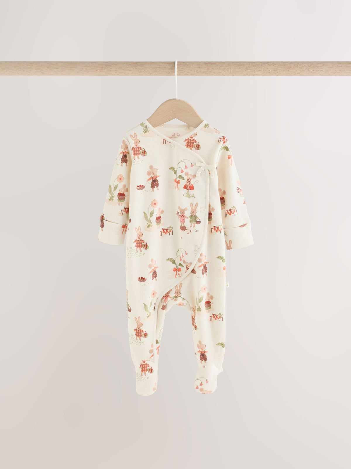 Pink/Green Bunny Wrap Baby Sleepsuits 3 Pack (0mths-3yrs) - image 4