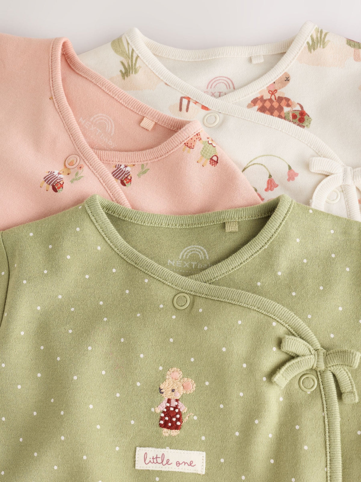 Pink/Green Bunny Wrap Baby Sleepsuits 3 Pack (0mths-3yrs) - image 7