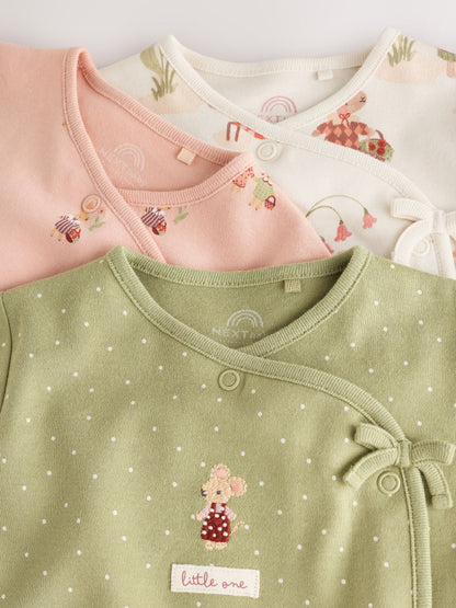Pink/Green Bunny Wrap Baby Sleepsuits 3 Pack (0mths-3yrs) - image 7