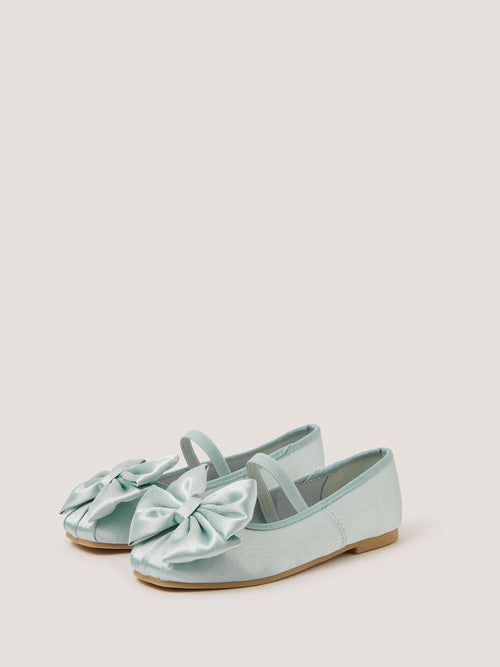 Monsoon Sage Green Bow Satin Ballet Flats image 1