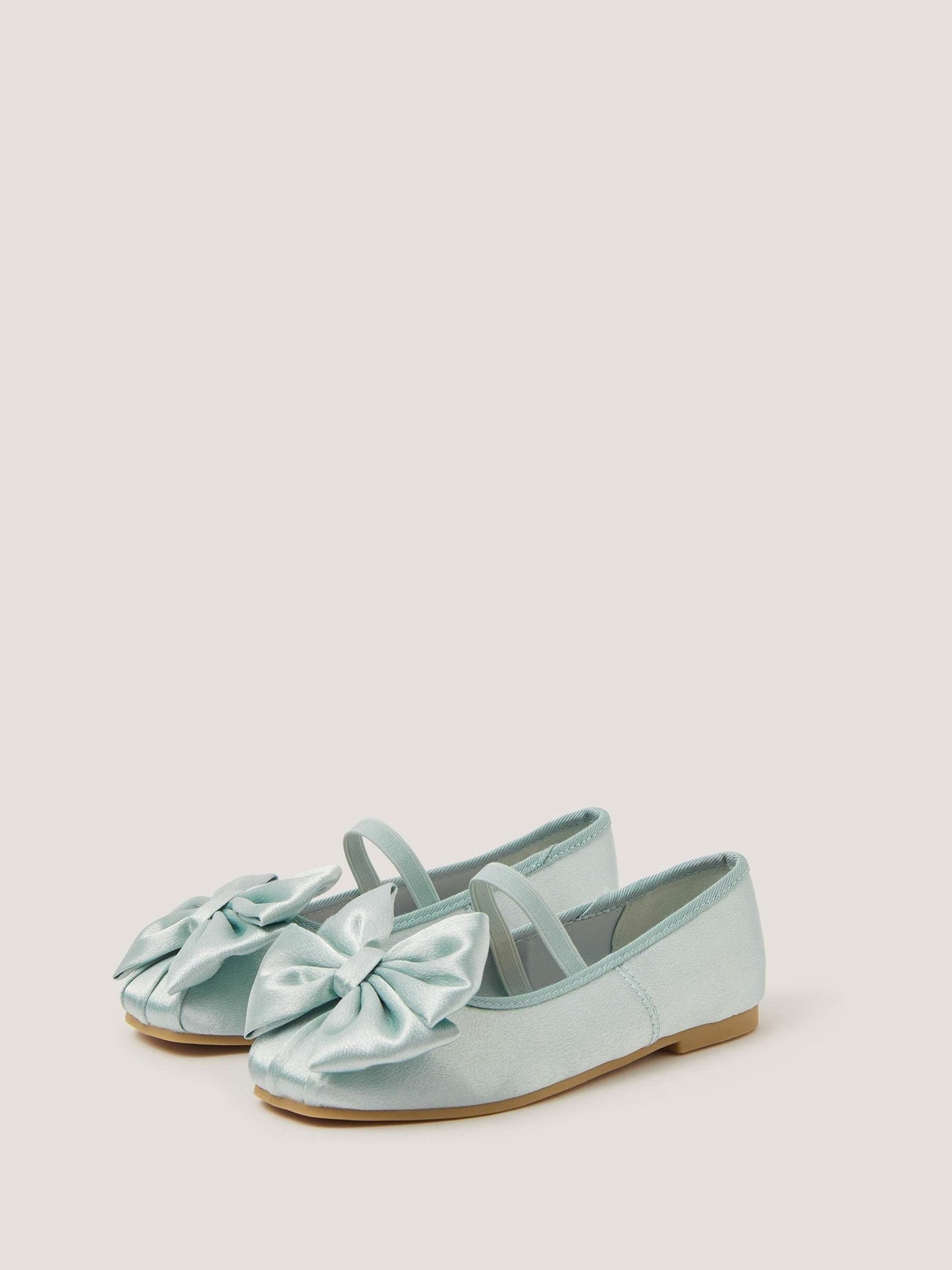 Monsoon Sage Green Bow Satin Ballet Flats image 1
