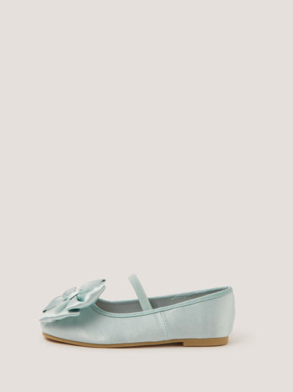 Monsoon Sage Green Bow Satin Ballet Flats image 2