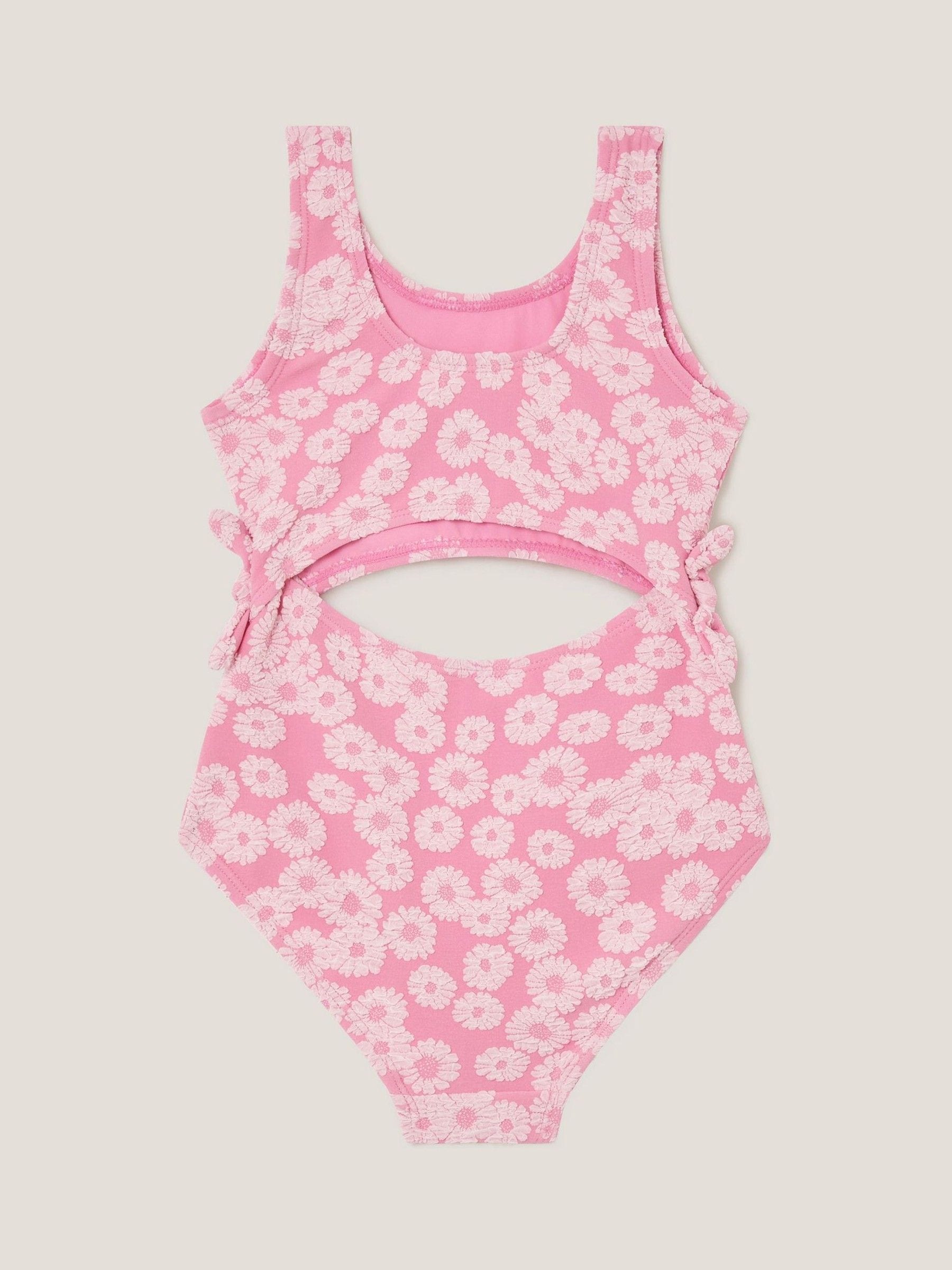 Monsoon Pink Floral Jacquard Cut-Out Swimsuit image 2