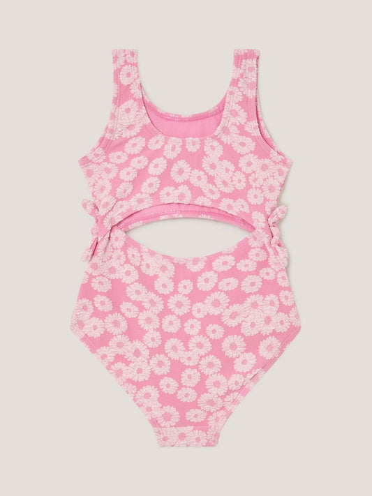 Monsoon Pink Floral Jacquard Cut-Out Swimsuit image 2