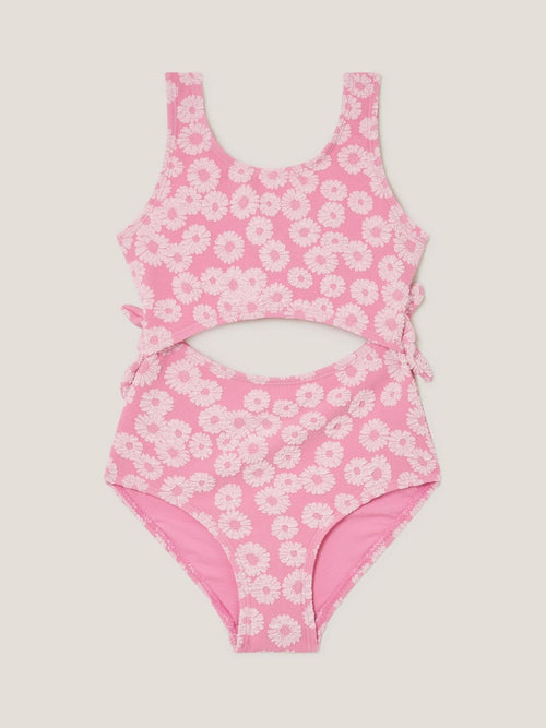 Monsoon Pink Floral Jacquard Cut-Out Swimsuit image 1