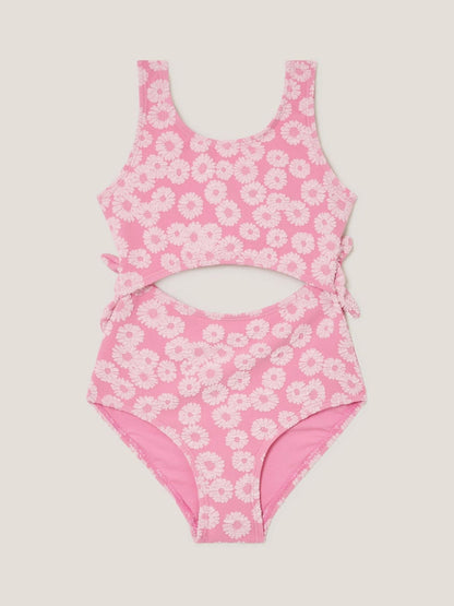 Monsoon Pink Floral Jacquard Cut-Out Swimsuit image 1