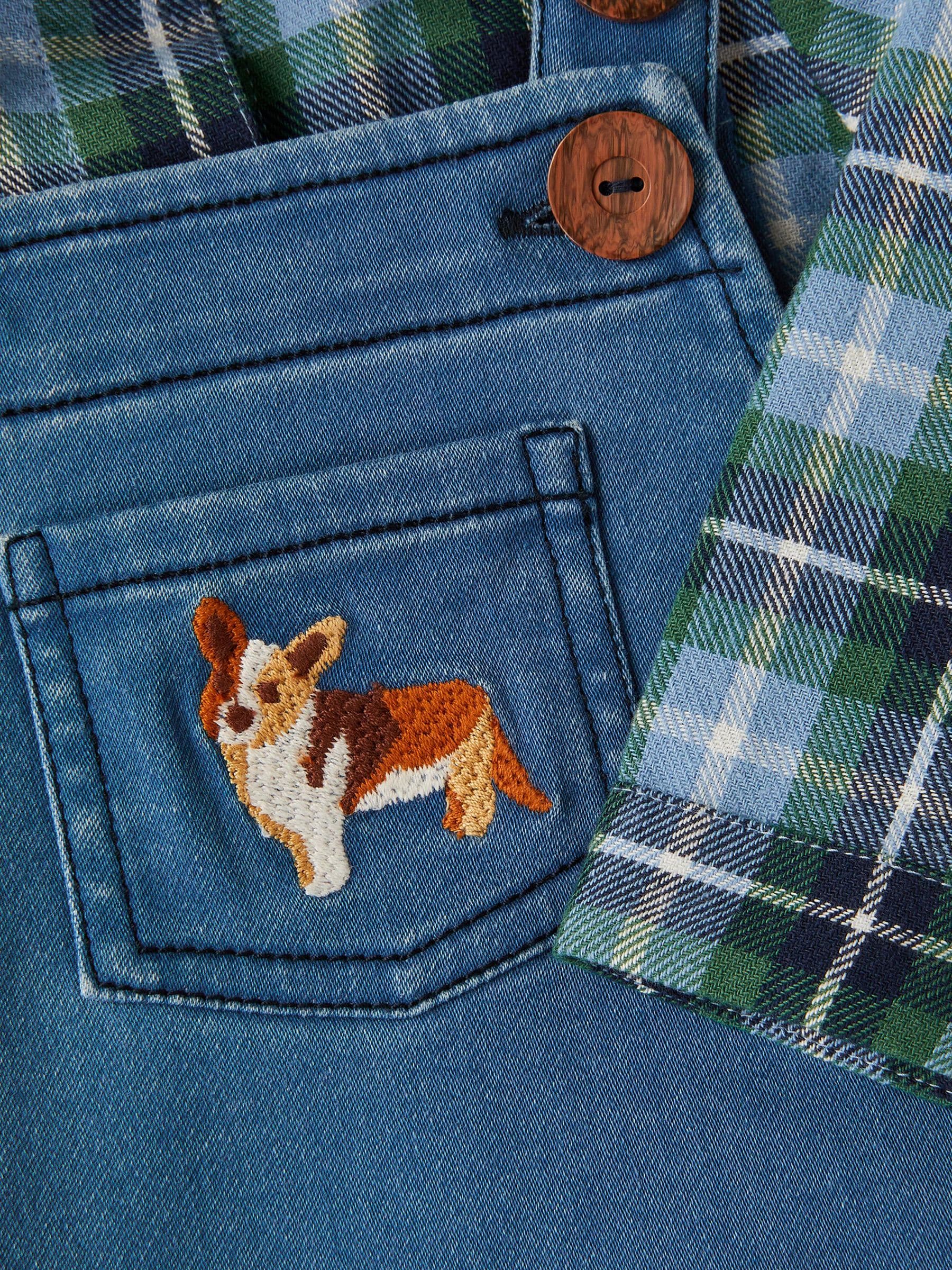 Monsoon Blue Baby Digby Denim Dungaree & Shirt Set image 3