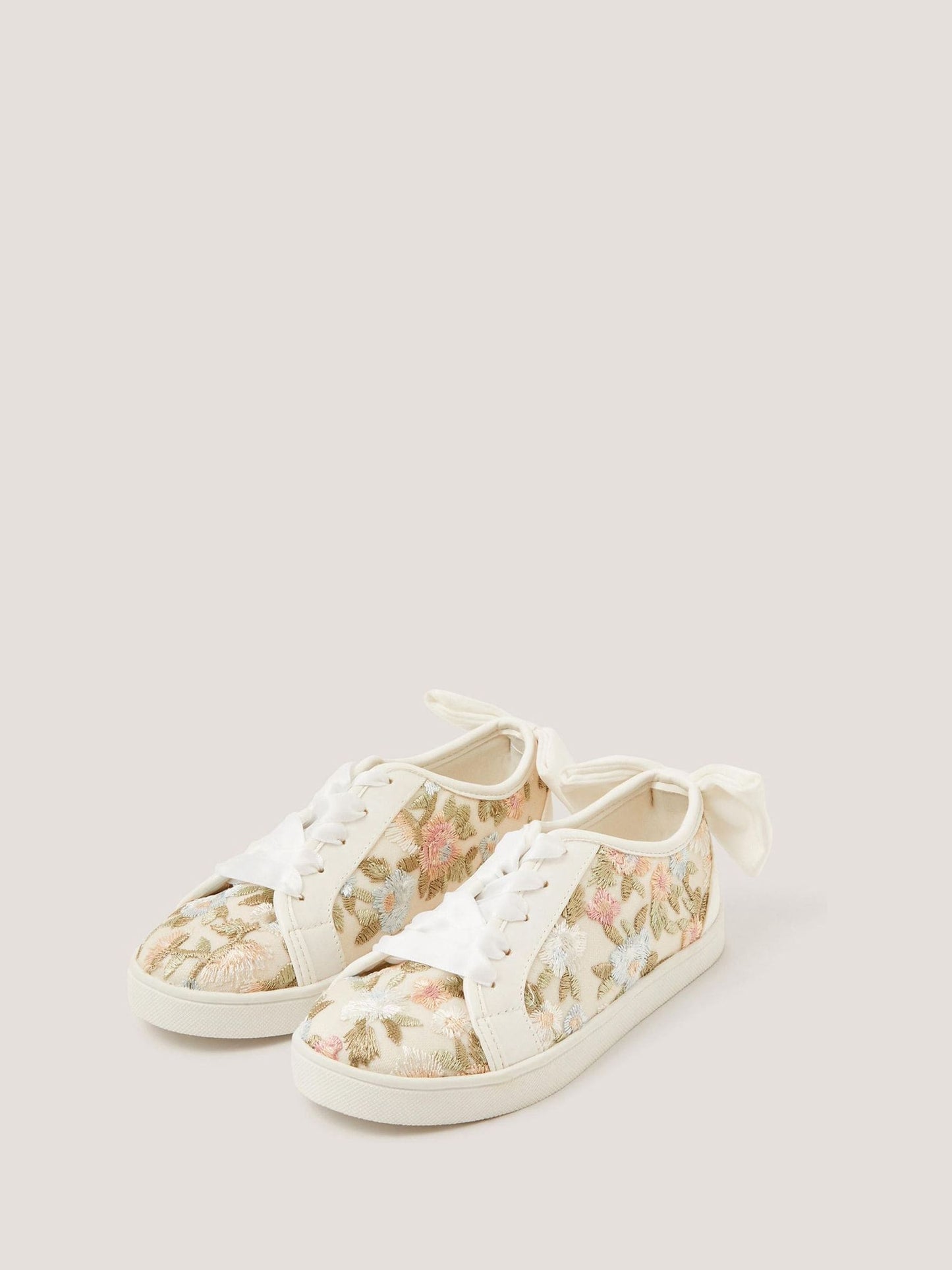 Monsoon Cream Floral Embroidered Trainers image 1