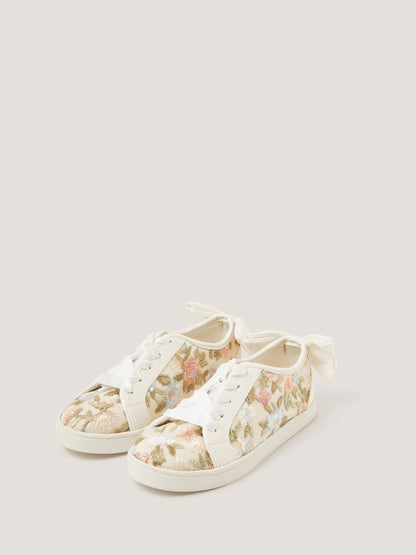 Monsoon Cream Floral Embroidered Trainers image 1