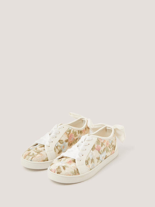Monsoon Cream Floral Embroidered Trainers image 1