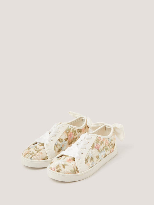 Monsoon Cream Floral Embroidered Trainers image 1
