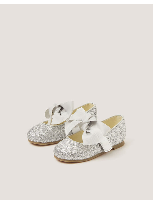 Dsiney Kidz - Monsoon Silver Glitter Bow Mary Jane Ballet Flats image 2