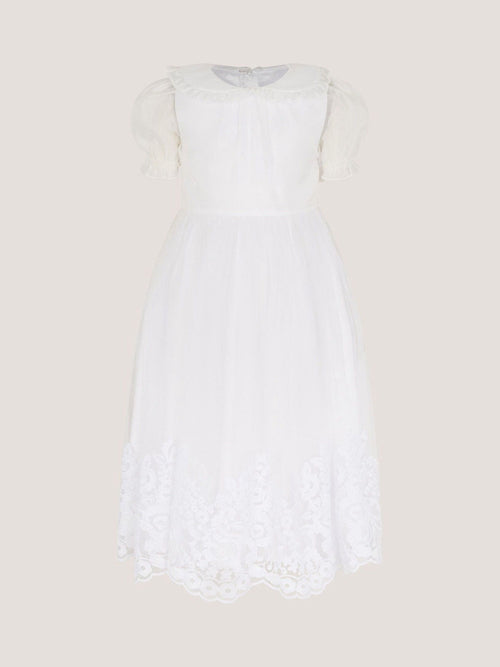 Dsiney Kidz - Monsoon White Communion Puff Sleeve Floral Hem Dress image 1