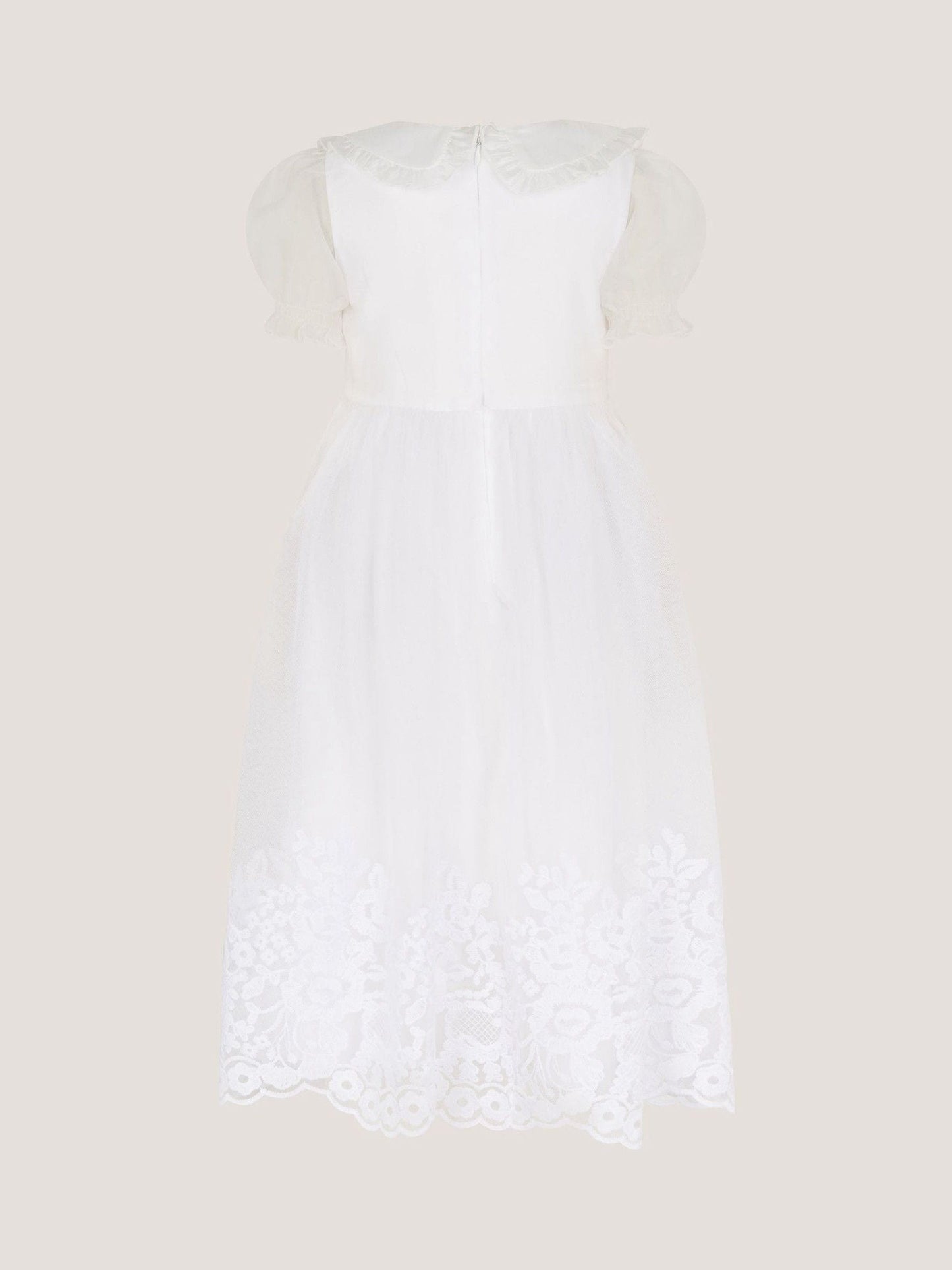 Monsoon White Communion Puff Sleeve Floral Hem Dress image 3