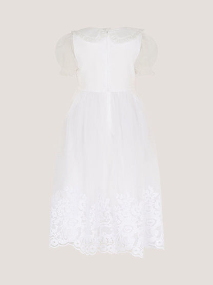 Monsoon White Communion Puff Sleeve Floral Hem Dress image 3