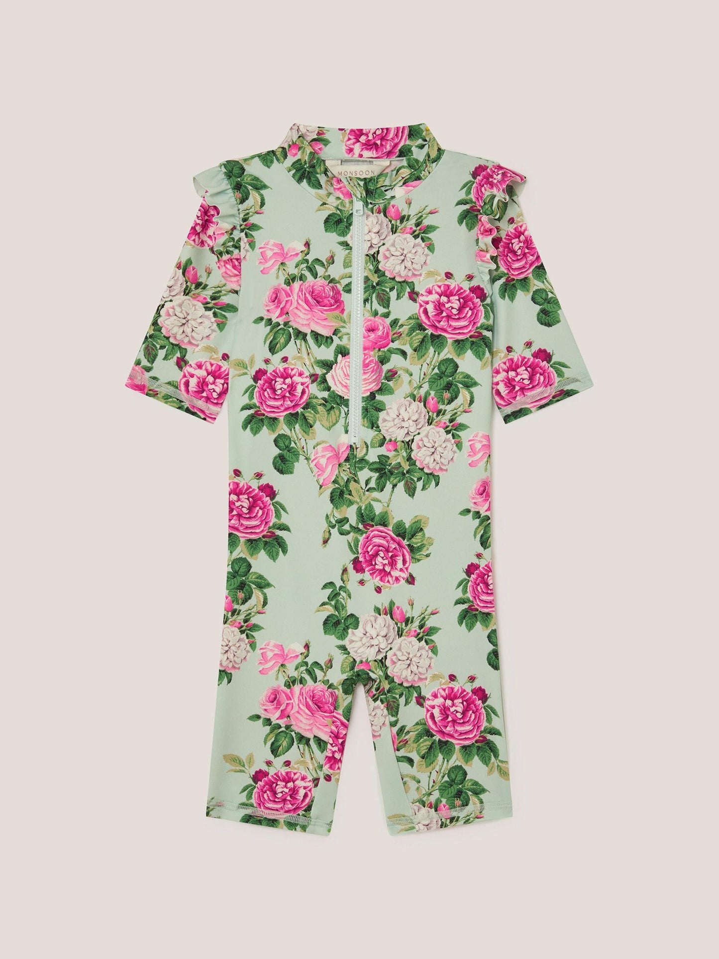 Monsoon Green Baby Short Sleeve Floral UPF50+ Swimsuit image 1