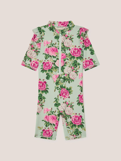Monsoon Green Baby Short Sleeve Floral UPF50+ Swimsuit image 1