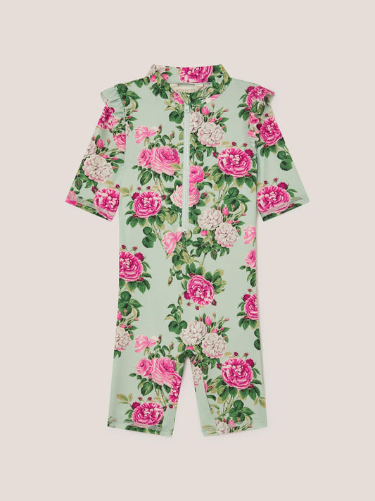 Monsoon Green Baby Short Sleeve Floral UPF50+ Swimsuit image 1