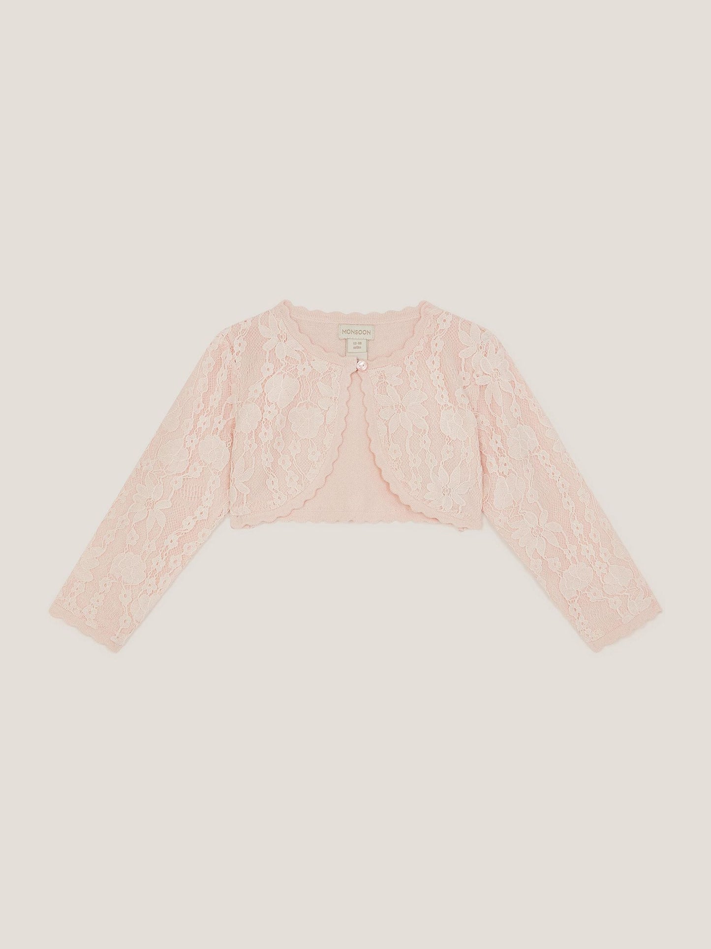 Monsoon Pink Baby Emilia Lace Scallop Cardigan image 1