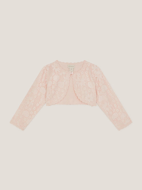 Monsoon Pink Baby Emilia Lace Scallop Cardigan image 1