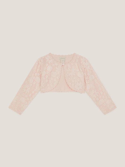 Monsoon Pink Baby Emilia Lace Scallop Cardigan image 1