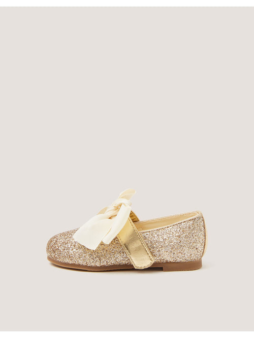 Dsiney Kidz - Monsoon Gold Glitter Bow Mary Jane Ballet Flats image 1