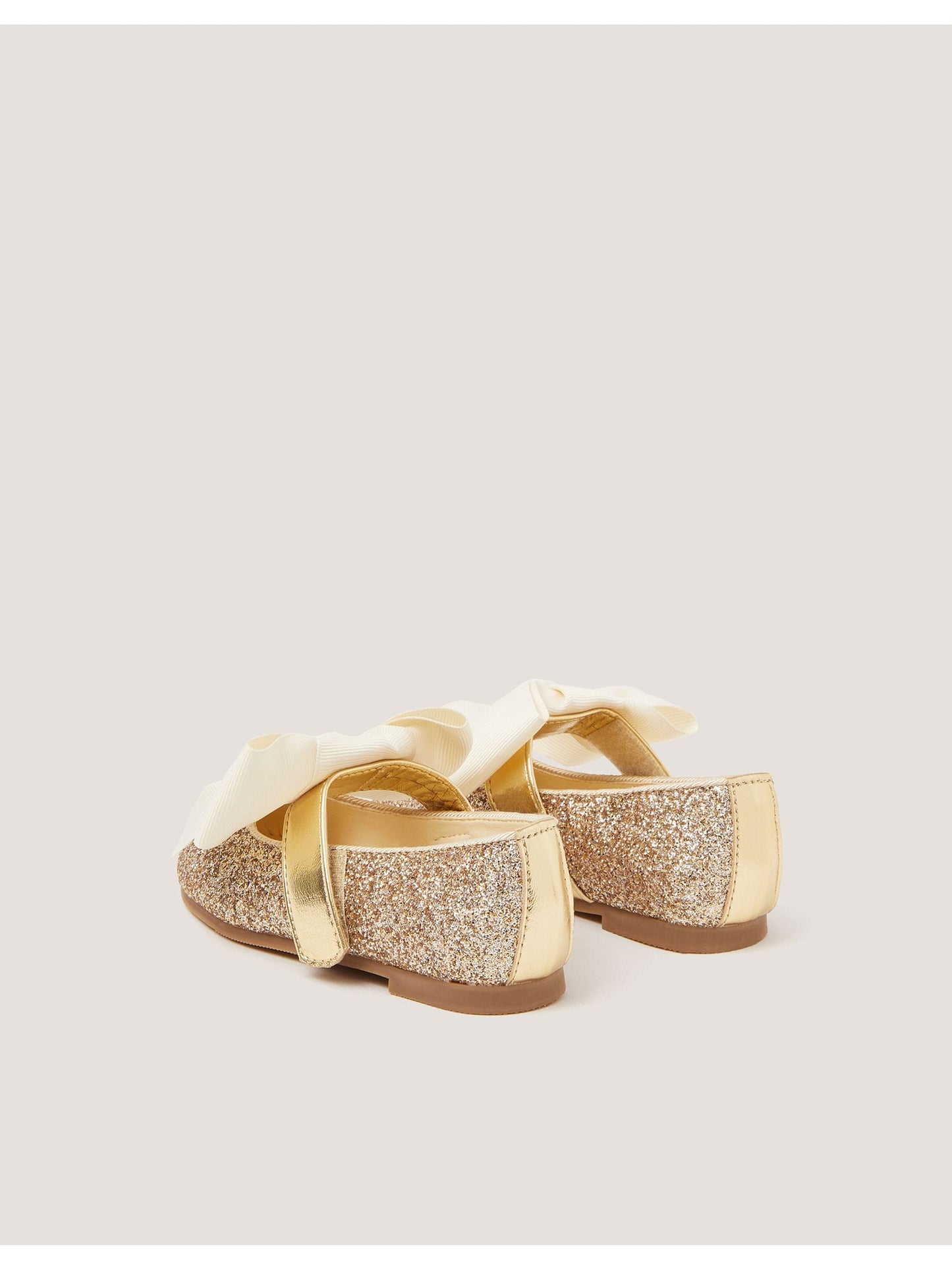 Monsoon Gold Glitter Bow Mary Jane Ballet Flats image 3