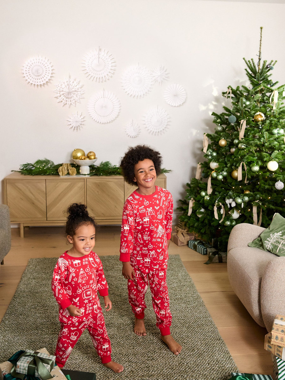 Red All Over Print Christmas Matching Family Pyjamas (9mths-16yrs) - image 1