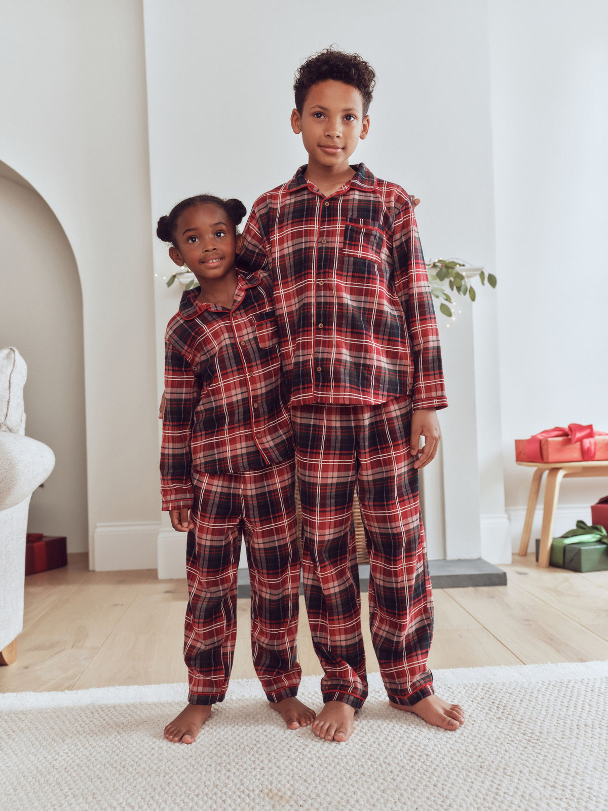 Red/Navy Check Christmas Matching Family Pyjamas (9mths-16yrs) - image 1