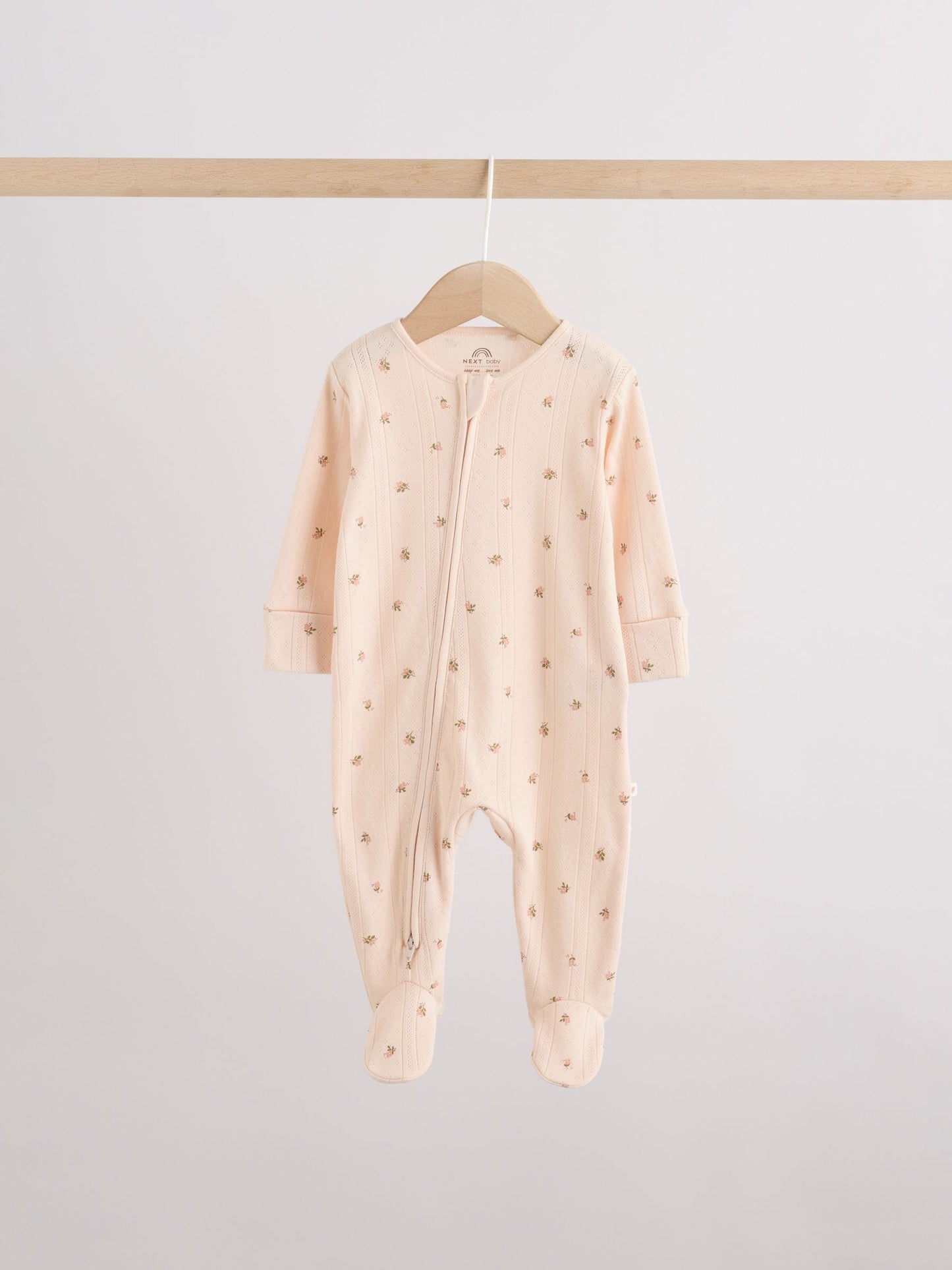 Brown Ditsy Floral Two Way Zip Baby Sleepsuits 3 Pack (0-3yrs) image 6