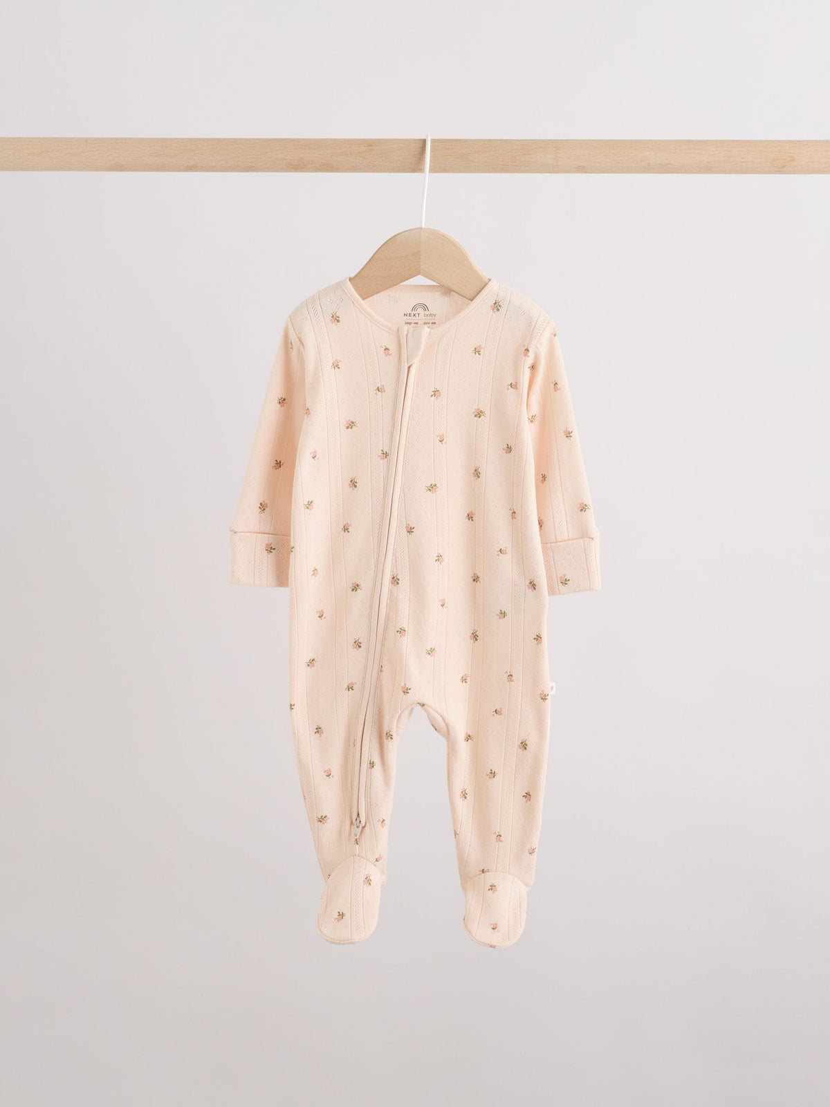 Brown Ditsy Floral Two Way Zip Baby Sleepsuits 3 Pack (0-3yrs) image 6