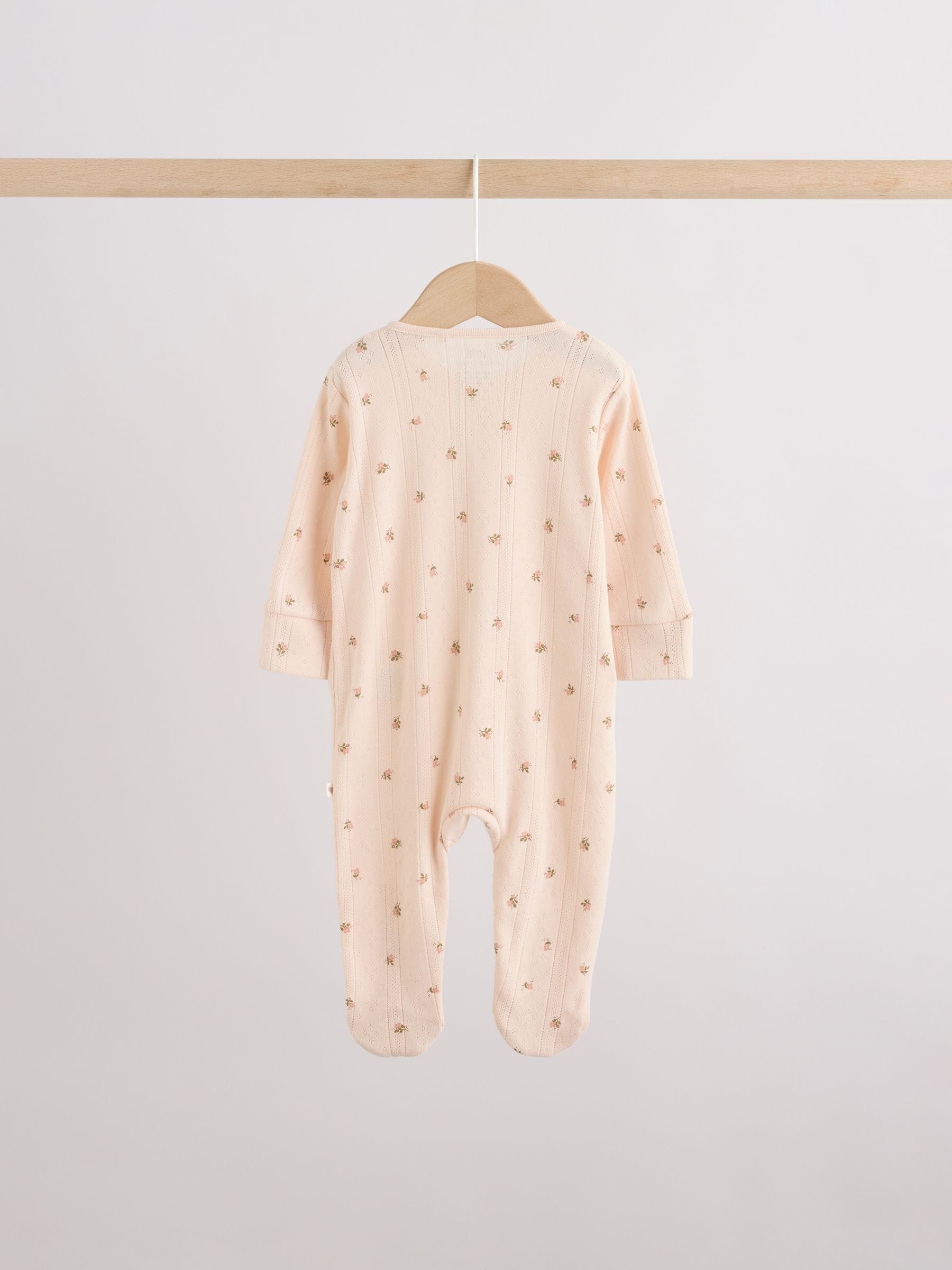 Brown Ditsy Floral Two Way Zip Baby Sleepsuits 3 Pack (0-3yrs) image 7
