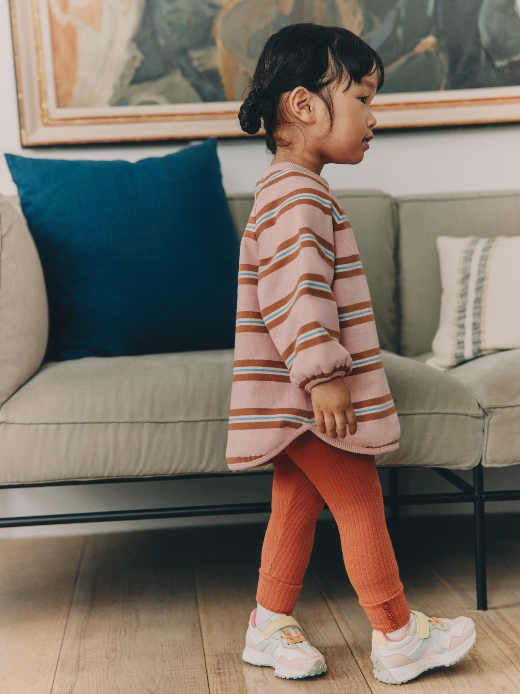 Dsiney Kidz - Pink/Cream Stripe Sweatshirt and Leggings Set (3mths-7yrs) image 2