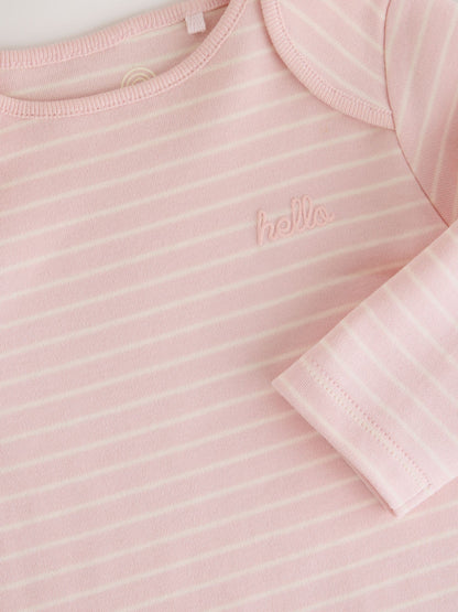 Ecru/Pink Cloud Long Sleeve Baby Bodysuits 5 Pack - image 10