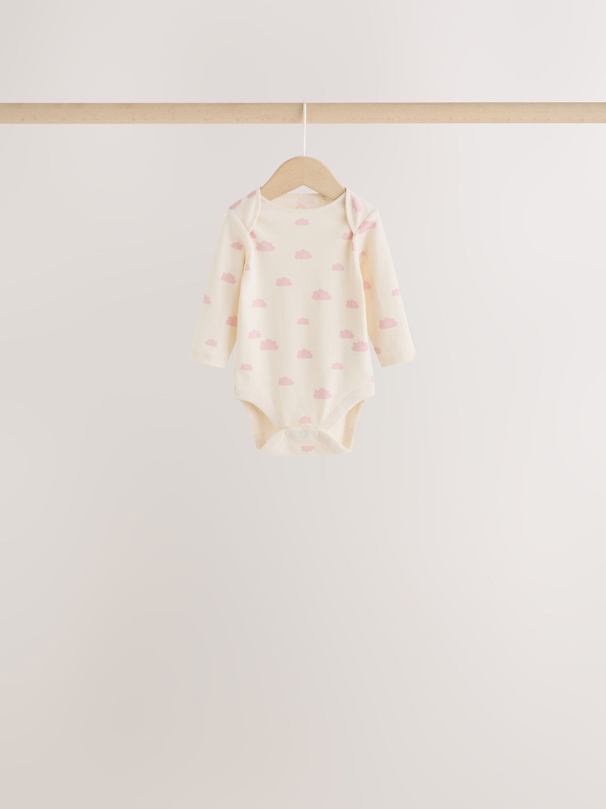 Ecru/Pink Cloud Long Sleeve Baby Bodysuits 5 Pack - image 3