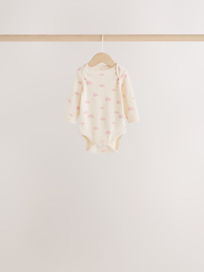 Ecru/Pink Cloud Long Sleeve Baby Bodysuits 5 Pack - image 3