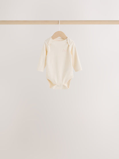 Ecru/Pink Cloud Long Sleeve Baby Bodysuits 5 Pack - image 6