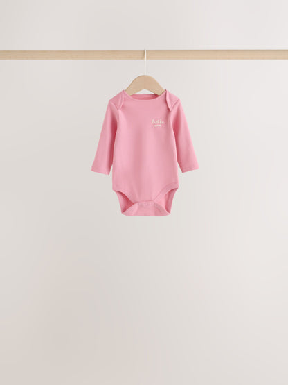 Ecru/Pink Cloud Long Sleeve Baby Bodysuits 5 Pack - image 7