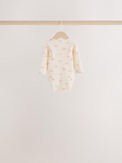 Ecru/Pink Cloud Long Sleeve Baby Bodysuits 5 Pack - image 8