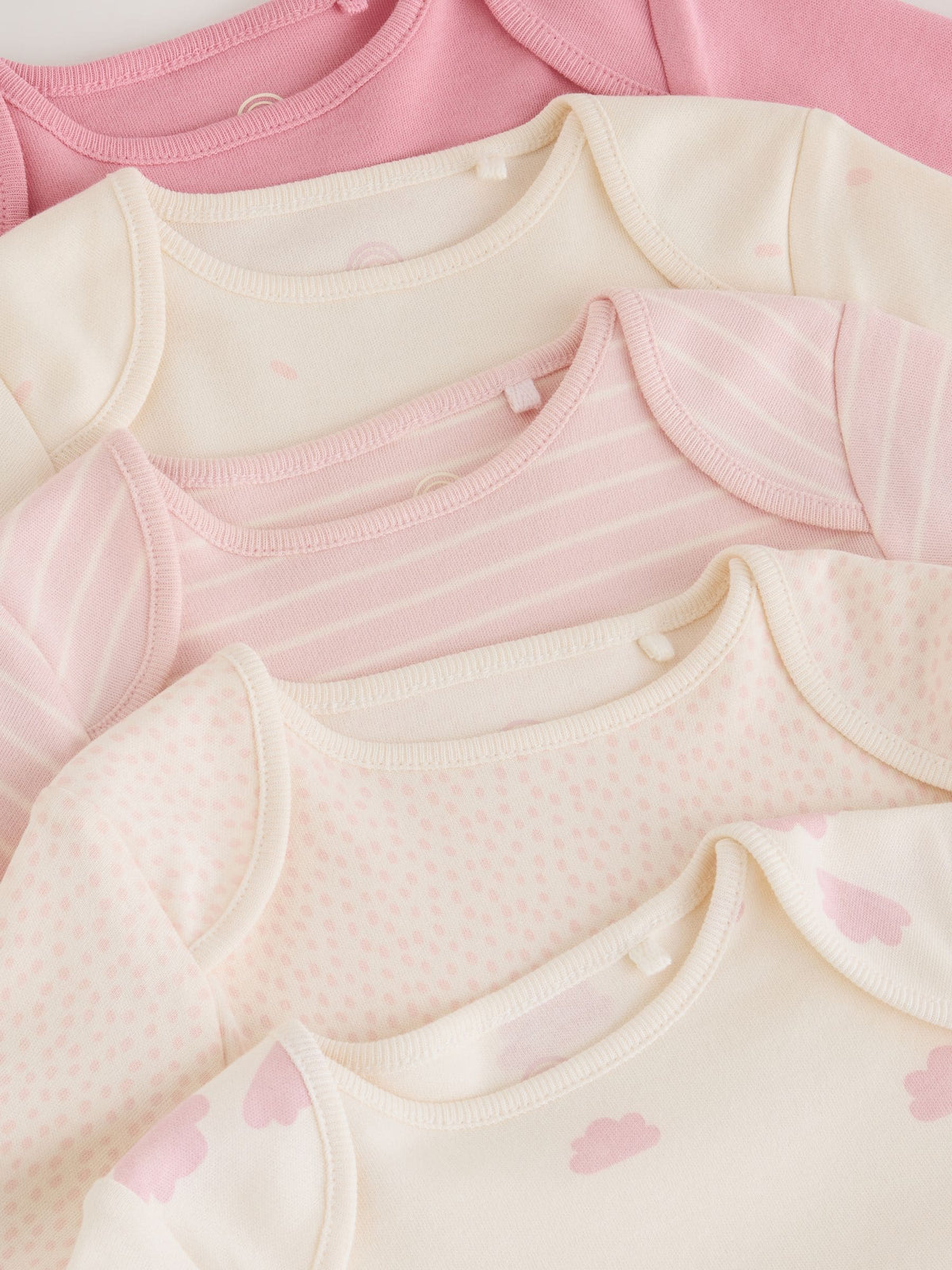 Ecru/Pink Cloud Long Sleeve Baby Bodysuits 5 Pack - image 9