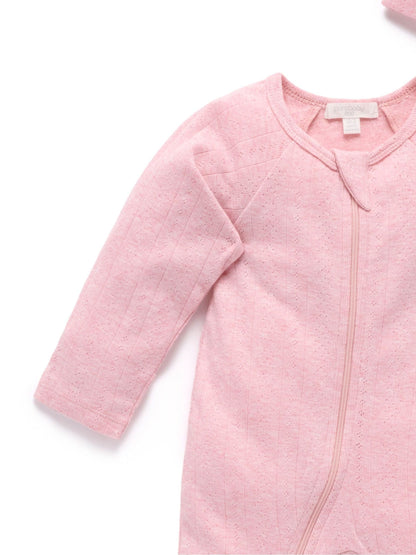 Purebaby Pink Pointelle Sleepsuit & Hat image 3